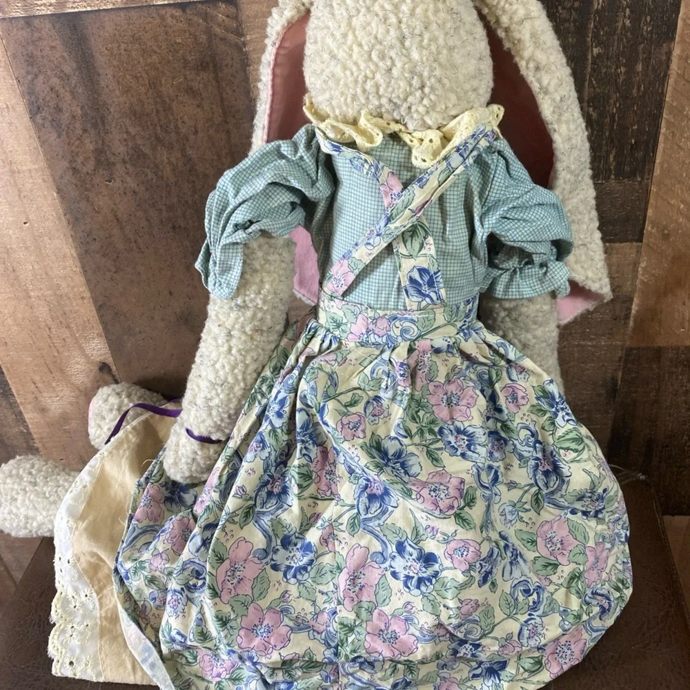 Vintage Enesco‎ Floppy Tompkins Easter Bunny Rabbit Rag Cloth Doll 23” Handmade